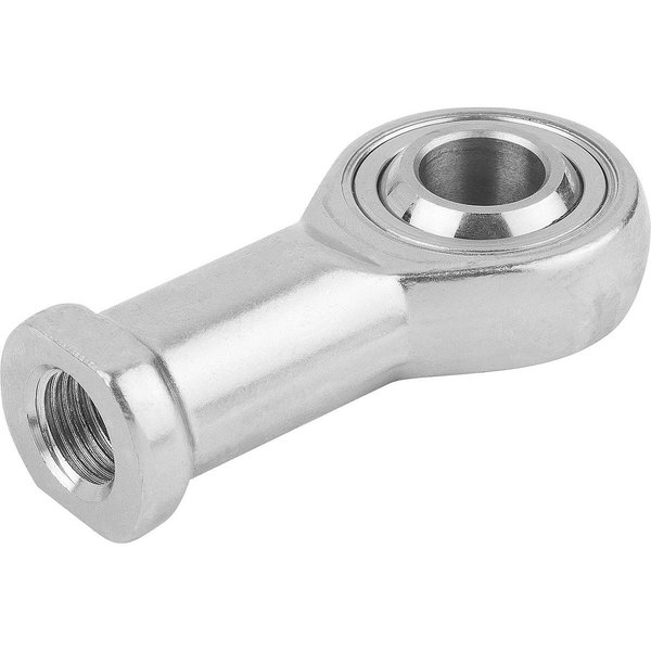 Kipp Rod End, Stainless Steel, Polished, M10 Thrd Sz, 20 mm Thrd Lg, 57 mm Overall Lg K0721.101251